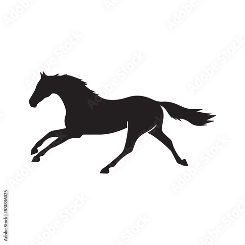 Wallpaper Mural Wild Horse Silhouette Vector Illustration, Black Horse Silhouette Illustration Torontodigital.ca