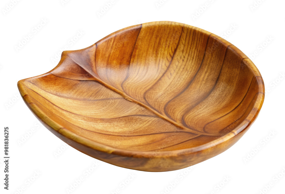 Wooden leaf-shaped bowl isolated with transparent background. Wooden leaf-shaped bowl isolated with transparent background.