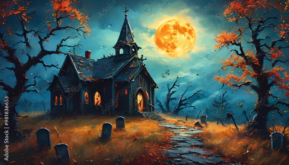 a spooky, abandoned church with broken stained glass old castle in the woods a spooky, abandoned church with broken stained glass old castle in the woods