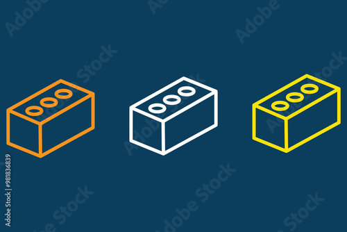 Bricks icons set. Trendy flat and line art style. Vector illustration isolated on transparent background 