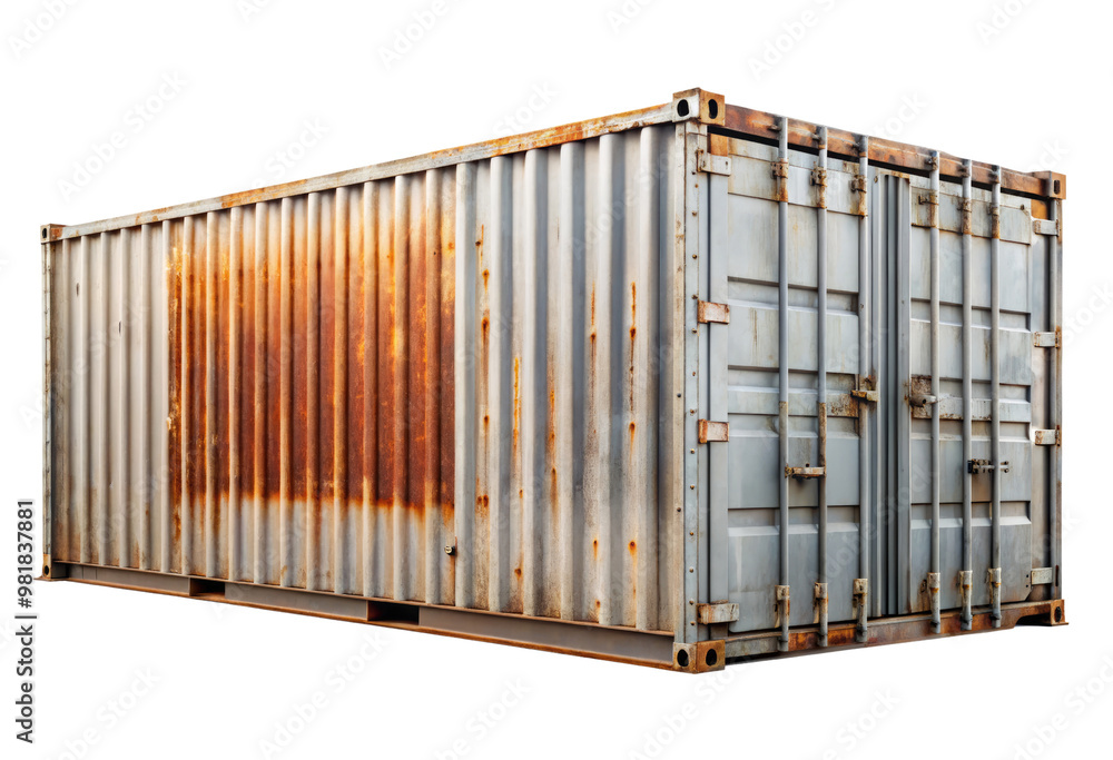 Rusty metal shipping container isolated with transparent background. Rusty metal shipping container isolated with transparent background.