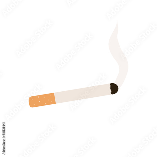Cigarette smoking. Health, bad habit, addiction, lifestyle concepts. Flat vector illustration isolated on background.