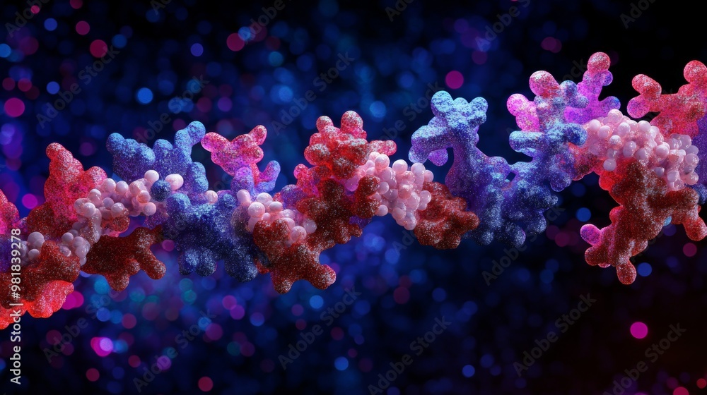 Naklejka premium Abstract Colorful Molecule Structure on Dark Background