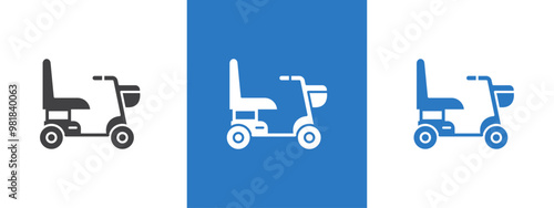 Electric wheelchair scooter icon thin line illustration