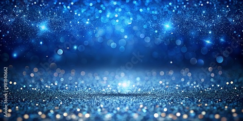 Luxurious blue background with shiny silk and glitter on bokeh. Royal blue glitter texture surface	