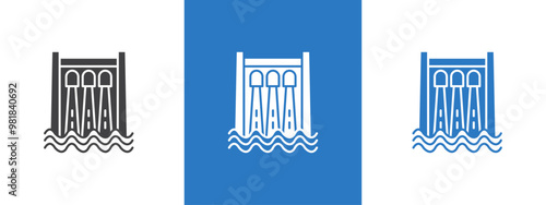 Hydroelectric dam icon thin line illustration