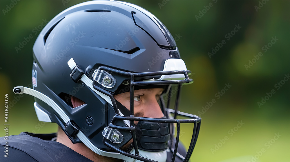 Helmet and Shoulder Pads Ready for Football Action Helmet and Shoulder Pads Ready for Football Action