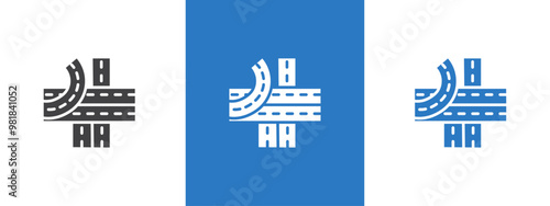 Multi level junction icon thin line illustration
