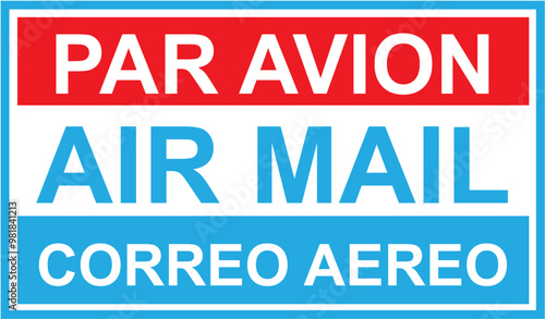 Blue Red Postal Airmail SVG Vector