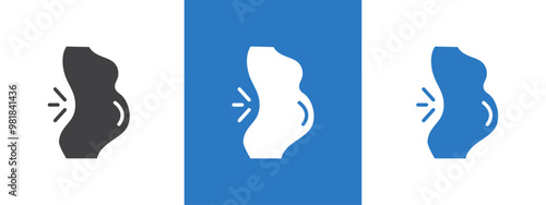Pregnant woman backache icon thin line illustration