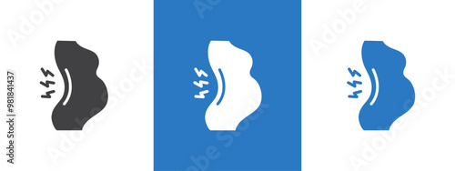 Pregnant woman backache icon thin line illustration