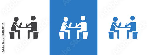 psychologist and patient icon thin line illustration