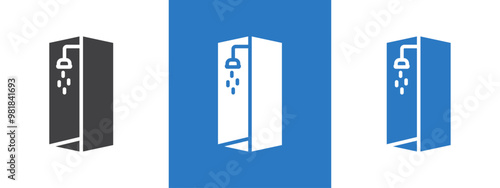 Shower cabin bathroom icon thin line illustration
