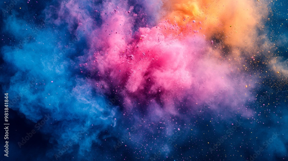 Fototapeta premium Abstract Colorful Powder Explosion Against a Black Background