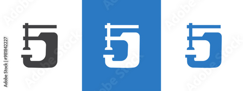 Vice clamp icon thin line illustration