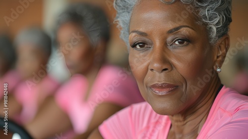 Joyful Seniors Cycling Together: Elderly Woman Enjoys Indoor Cycling Class with Fellow Seniors at Fitness Center