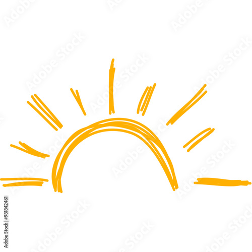 Hand Drawn Half Sun Doodle