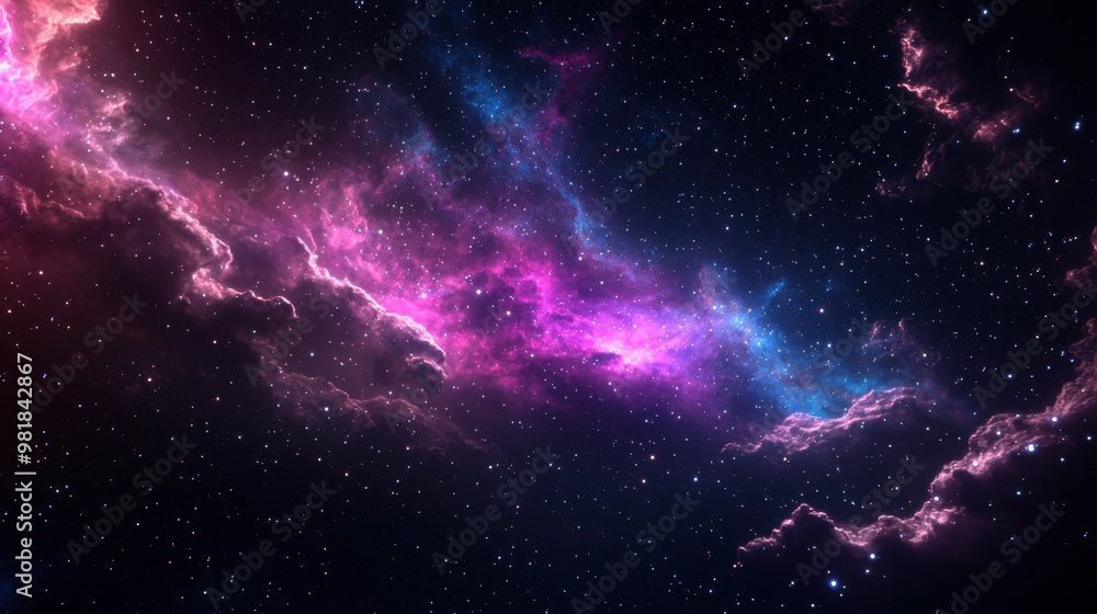 Naklejka premium Cosmic Nebula with Stars and Galaxy Clouds