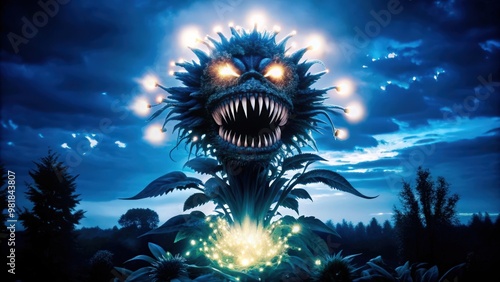 A Monsterous Plant With Sharp Teeth and Glowing Eyes photo