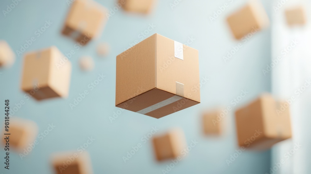 Fototapeta premium A teleporting package delivery service with parcels disappearing
