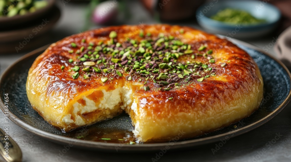 Deliciously Golden Halva with Pistachios and Honey Drizzle Deliciously Golden Halva with Pistachios and Honey Drizzle