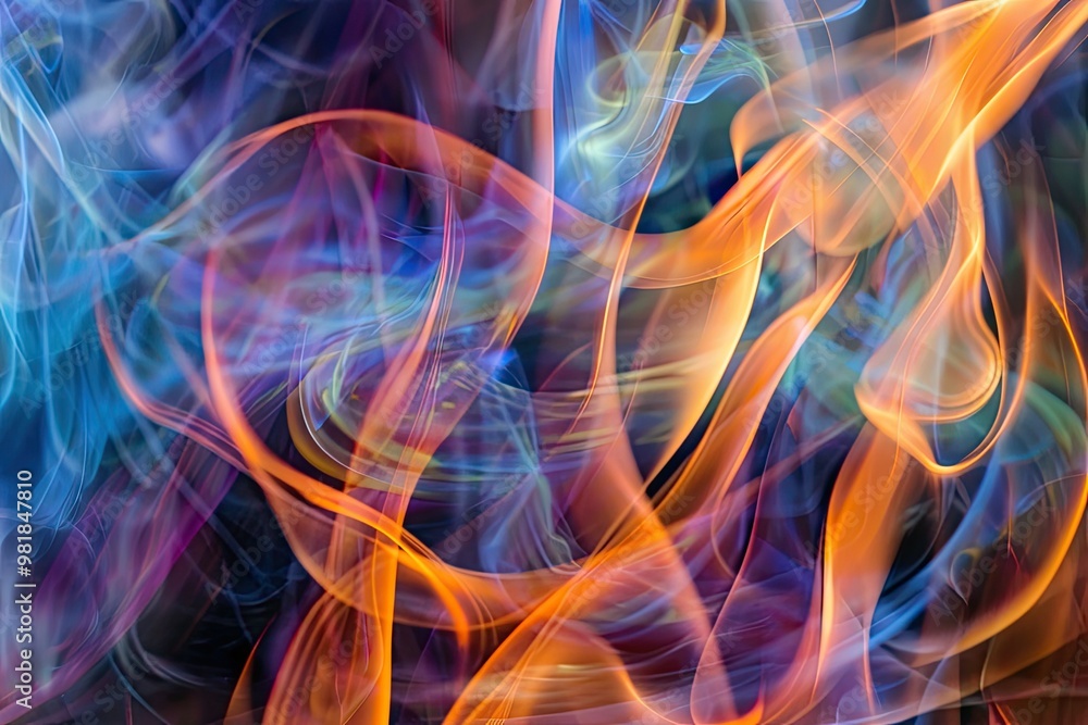 Fototapeta premium The image is a colorful and abstract representation of smoke and fire