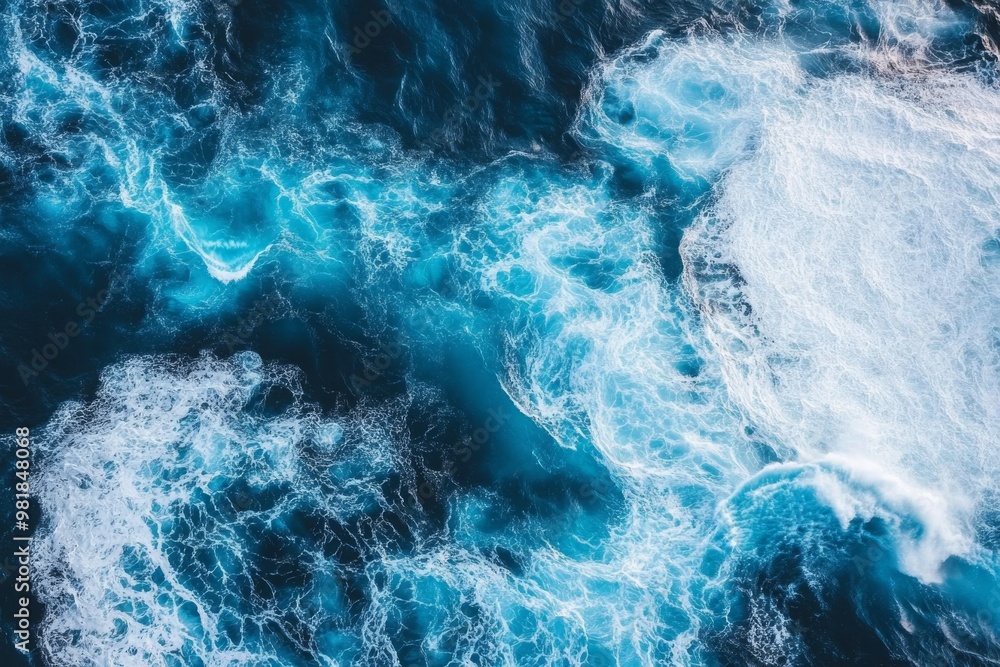 Obraz premium Ocean Waves From Above: A Whirl of Blue and White