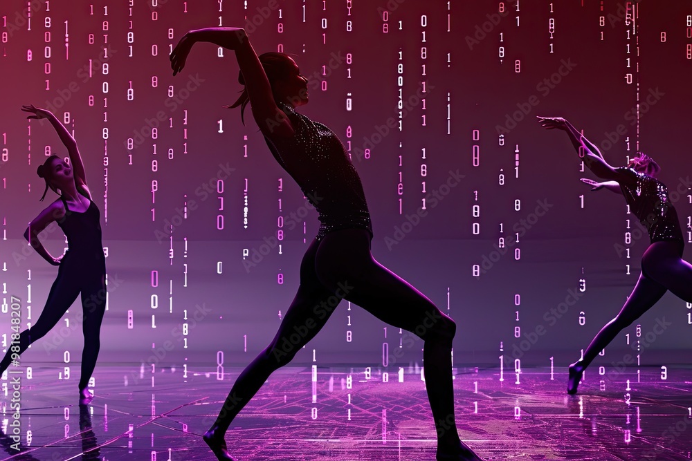 Concept of energy and movement, as the woman's body appears to be in motion Concept of energy and movement, as the woman's body appears to be in motion