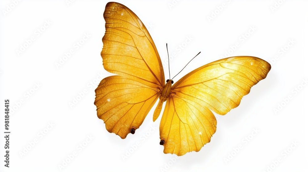 Fototapeta premium Golden Butterfly Wings Isolated on White Background