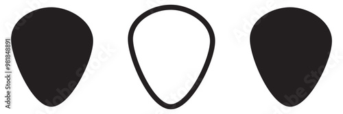 Hand drawn guitar picks icon set. Vector illustration.