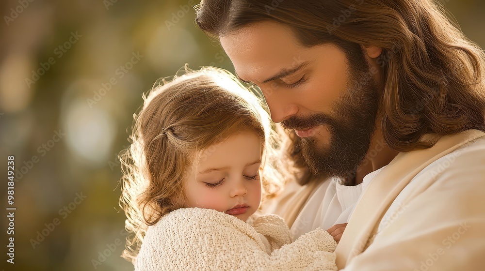 Jesus Holding Sleeping Child Love Tenderness Faith Jesus Holding Sleeping Child Love Tenderness Faith