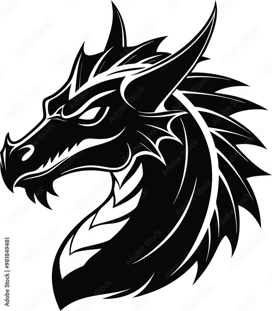 Fierce Dragon Head – Aggressive Tribal Design Fierce Dragon Head – Aggressive Tribal Design