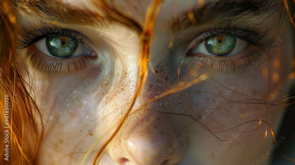 Close-up Portrait of a Woman with Red Hair and Green Eyes Close-up Portrait of a Woman with Red Hair and Green Eyes