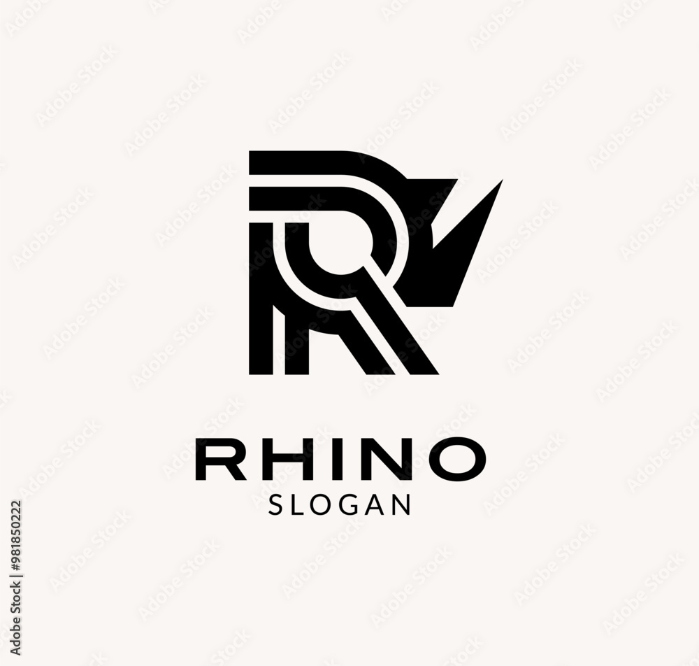 Modern letter R Rhino logo design vector Modern letter R Rhino logo design vector