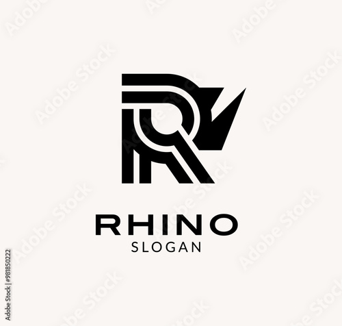 Modern letter R Rhino logo design vector