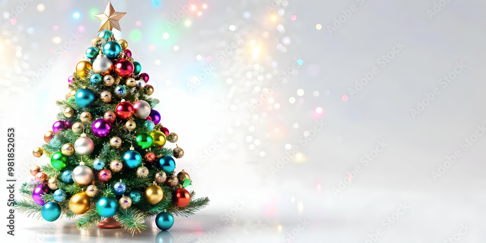 3D Holographic Christmas Tree Concept: Isolated Icon on White Background, Adorned with Colorful Ornaments, Capturing the Festive Spirit of Happy New Year 2025 3D Holographic Christmas Tree Concept: Isolated Icon on White Background, Adorned with Colorful Ornaments, Capturing the Festive Spirit of Happy New Year 2025
