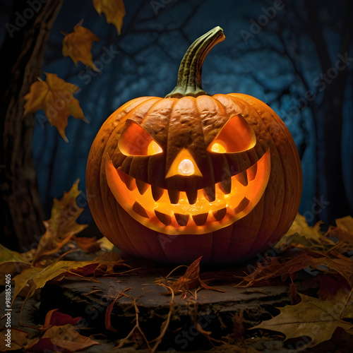 Halloween pumpkin background featuring spooky jack-o-lanterns on a black backdrop, perfect for autumn celebrations	