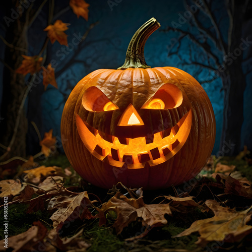 Halloween pumpkin background featuring spooky jack-o-lanterns on a black backdrop, perfect for autumn celebrations	