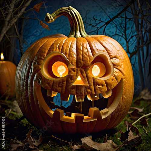 Halloween pumpkin background featuring spooky jack-o-lanterns on a black backdrop, perfect for autumn celebrations	