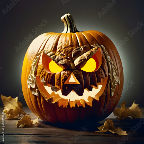 Halloween pumpkin background featuring spooky jack-o-lanterns on a black backdrop, perfect for autumn celebrations	