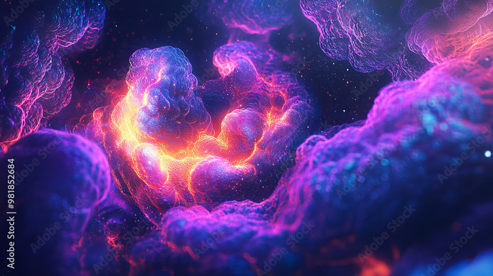 Abstract neon fractal wallpaper with space Abstract neon fractal wallpaper with space