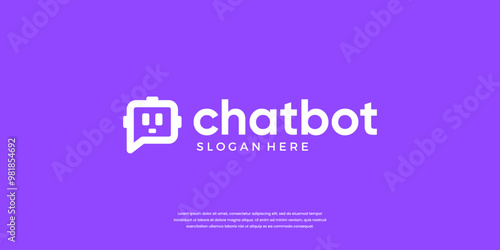 Letter P chat bot logo template. Modern customer support service symbol.