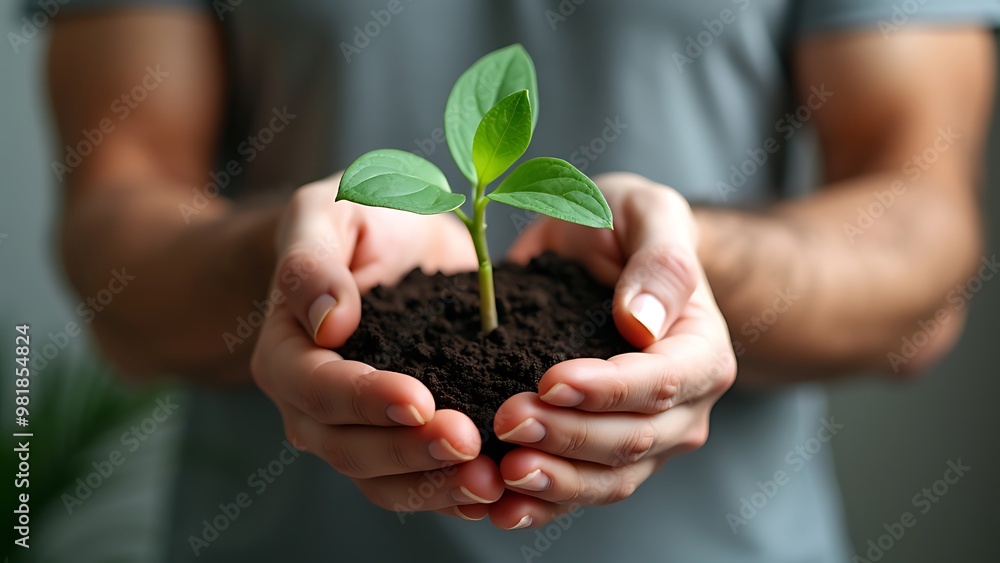 A person holding a small plant in their hands, symbolizing care, growth, and nurturing. This image represents the concept of fostering new opportunities, investments, and personal development. A person holding a small plant in their hands, symbolizing care, growth, and nurturing. This image represents the concept of fostering new opportunities, investments, and personal development.