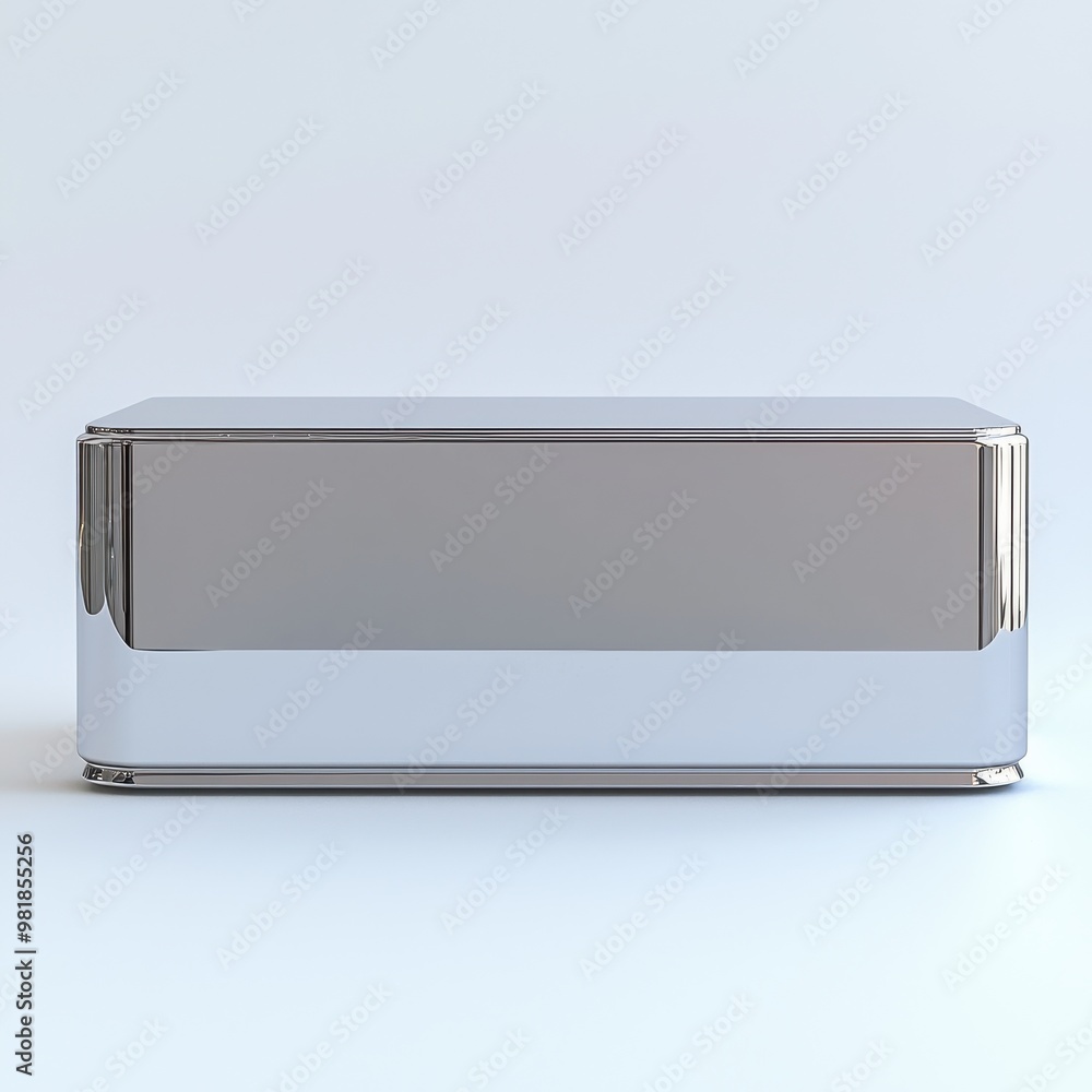 Modern silver rectangular storage box or container with simple clean design Modern silver rectangular storage box or container with simple clean design