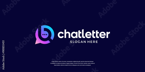 Letter B chat logo template. Modern bubble symbol logo vector illustration.