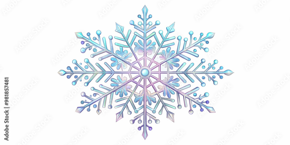 Flat Holographic Snowflake Concept: Isolated Winter Snowflake Illustration for Happy New Year 2025 with Intricate Patterns and Shimmering Effect Flat Holographic Snowflake Concept: Isolated Winter Snowflake Illustration for Happy New Year 2025 with Intricate Patterns and Shimmering Effect