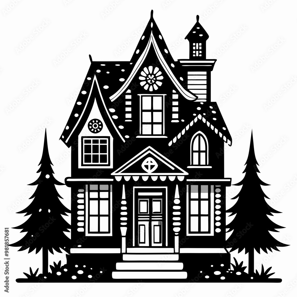 Christmas House Vector silhouette Svg Christmas House Vector silhouette Svg