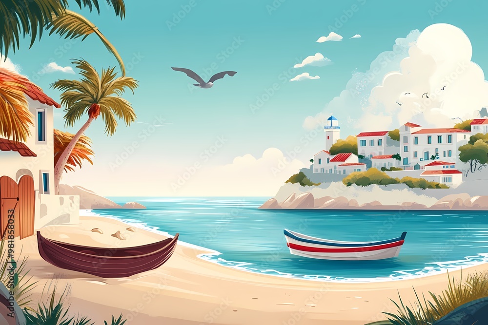 Obraz premium Mediterranean Village by the Sea