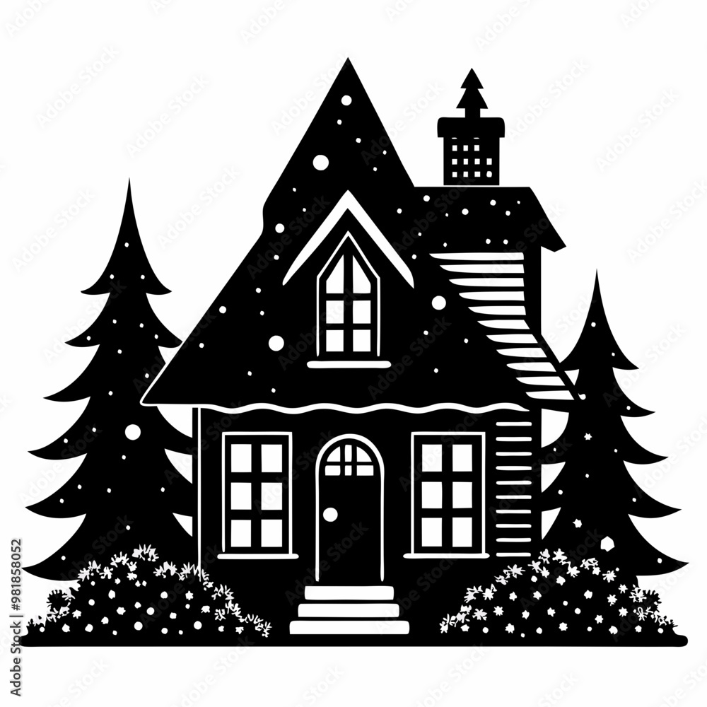 Christmas House Vector silhouette Svg Christmas House Vector silhouette Svg