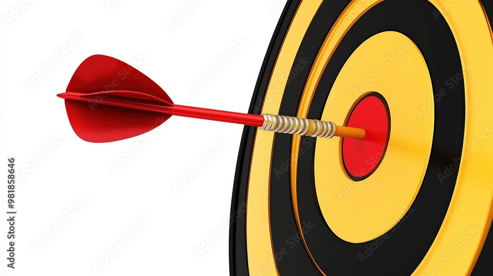 Dart hitting target isolated on a white background Dart hitting target isolated on a white background